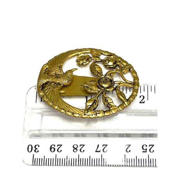 Vintage Dress Clip Hummingbird Bird Flowers Vtg Costume Jewelry m09 - Picture 4 of 4